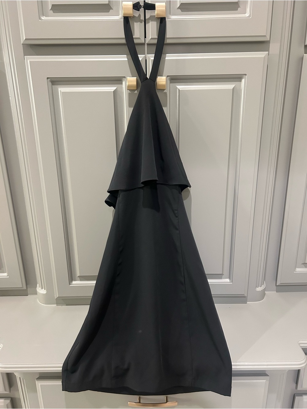 Elegant Black Halter Mini Dress with Draped Overlay